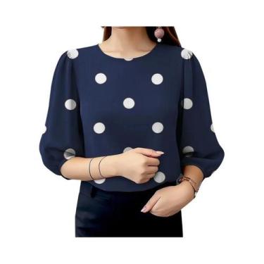 Imagem de Blusa Feminina Estampada Com Bolinhas De Verão ZANZEA Elegante Com Gol
