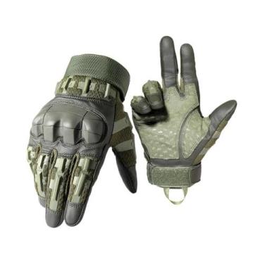 Imagem de Luvas Táticas De Dedo Inteiro Com Tela Sensível Ao Toque Em Couro PU P