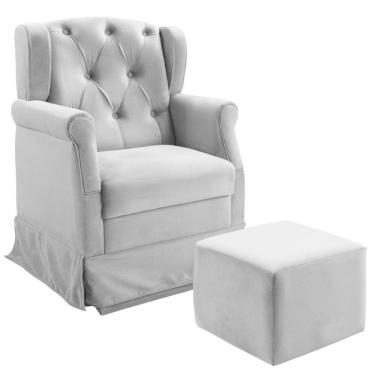 Imagem de Poltrona De Balanço Amamentação Ternura Com Puff Veludo Star Confort