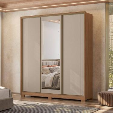 Imagem de Guarda-roupa com Espelho Dallas Carvalho/Cinza