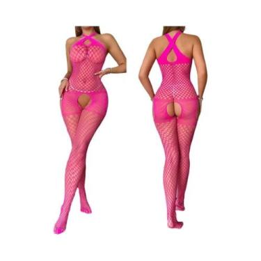 Imagem de Conjunto De Lingerie Sexy Feminina plus Size: Sutiã De Rede, Bodystock