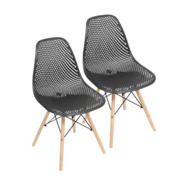 Imagem de Kit 2 Cadeiras Colmeia  com Base de Madeira