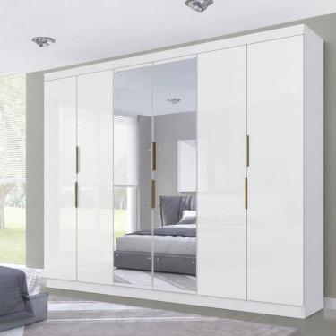 Imagem de Guarda-roupa Casal 6 Portas 4 Gavetas com Espelho Premium Yescasa Branco