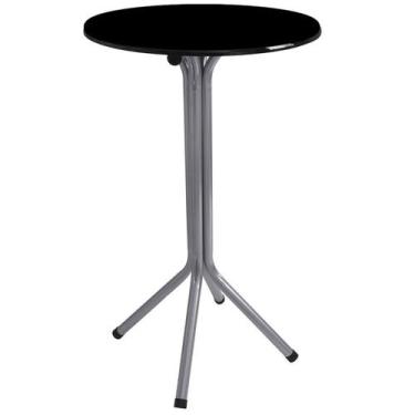 Imagem de Mesa Bistrô Alto Cinza com Tampo Redondo Preto - Fortmix