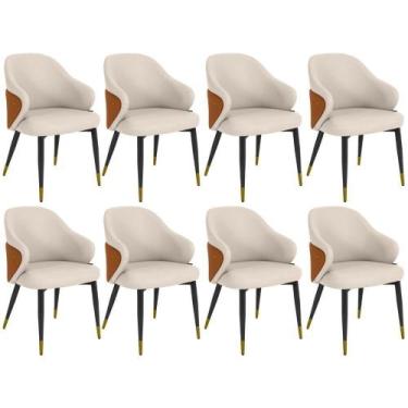 Imagem de Kit 8 Cadeiras De Jantar Estofada Milano Design Italiano Com Encosto E