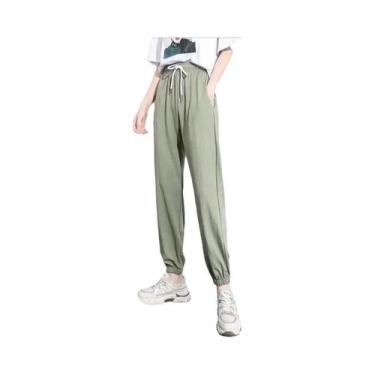 Imagem de Calças Jogger Femininas De Cintura Alta Forradas Com Fleece, Calças De