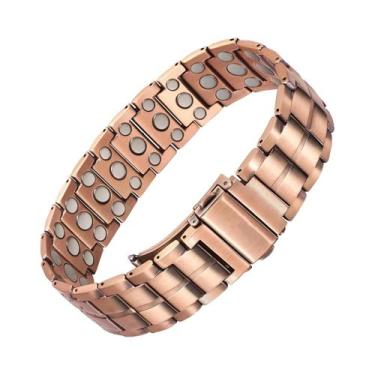 Imagem de Pulseira Magnética De Cobre Neodímio 3500 Gauss 3X Força Para Homens, 