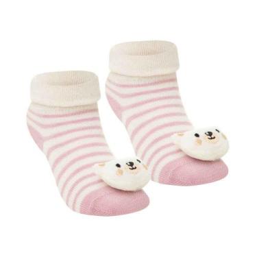 Imagem de Meia de Bebe Ursinho Rosa 17-22 Cia da Meia