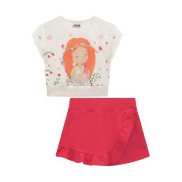 Imagem de Roupa Crooped Short Saia Infantil Conjunto Kukie Estiloso e Confortáve