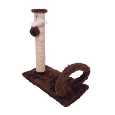 Imagem de Arranhador São Pet Retangular Argola com Pelúcia Lisa para Gato, Marro