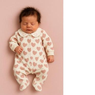 Imagem de Macacão plush longo bebê menina luxo - modinha premium Tamanho:PCor:Be