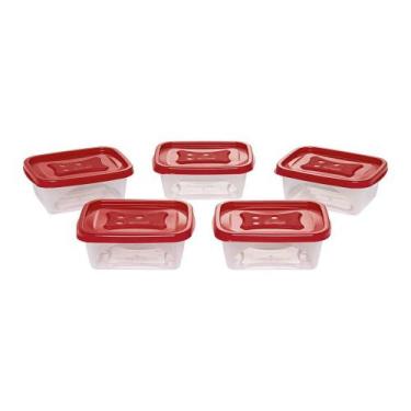 Imagem de Kit 5 Potes Plásticos Potinhos Com Tampa 220ml Salvador Vermelho Jagua