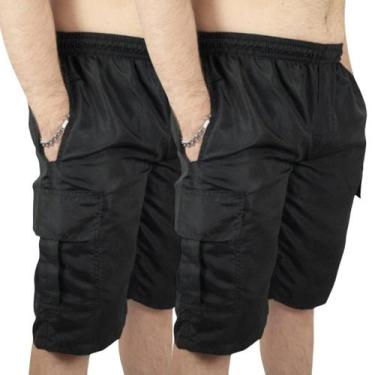 Imagem de Kit 2 Bermuda Cargo Masculina de Tactel - Repelique, 2 preta, P