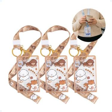Imagem de Kit 3 Porta Bilhete Único Crachá Transparente C/ Cordão Fofo - Hxt, Ma