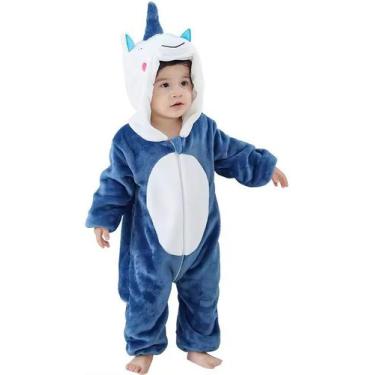 Imagem de Macacão Fantasia Infantil Inverno Frio Bebê Ursinho Unicórnio Gêmeos M
