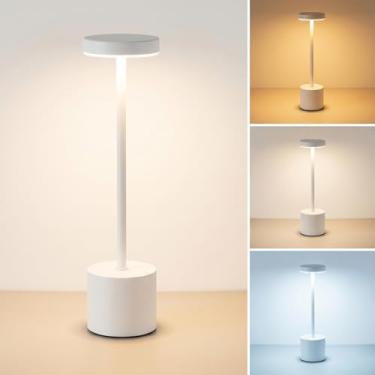 Imagem de Luminária de Mesa Recarregável com Toque Abajur Mesa LED 3 Cores, Bateria USB-C e Dimmer, Design em Metal (Dourado, Preto, Cobre, Branco) para Home Office e Presente
