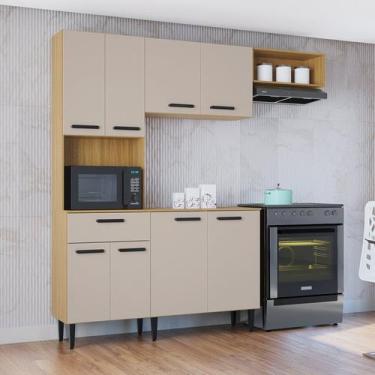 Imagem de Cozinha Compacta 8 Portas 1 Gaveta Dora Yescasa Amarelo/Damasco/Offwhi