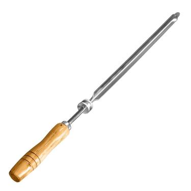 Imagem de Espeto Inox Com Roldana Reforçado Para Cupim Churrasqueira Rotativa Cabo Madeira - 408.1 Matrinox