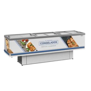 Imagem de Expositor Ilha Congelada 819 Litros Gelopar Gesv-290rbr Vidro Reto Des