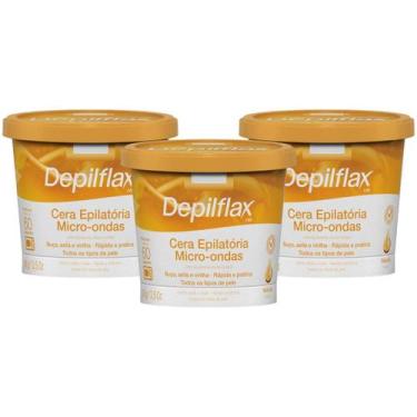 Imagem de Kit 3 Cera Depilatoria Micro-ondas Natural Depilflax Buco Axila Virilh