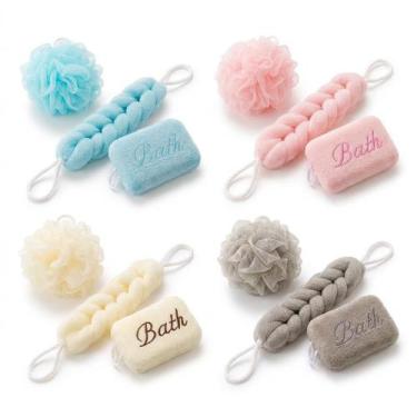 Imagem de Combo Esponja de Banho Nylon 3 Peças Macia Bucha Corporal Esfoliante L