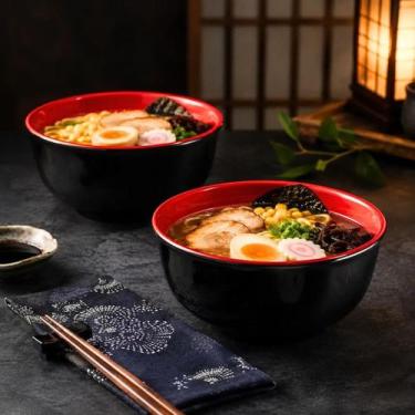 Imagem de Kit 2 Tigelas Oriental De Melamina 1,4l Bowl Cumbuca Servir - Casita