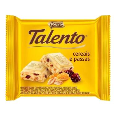 Imagem de Chocolate Talento Branco Cereais com Passas 90g - 12 unidades - Garoto