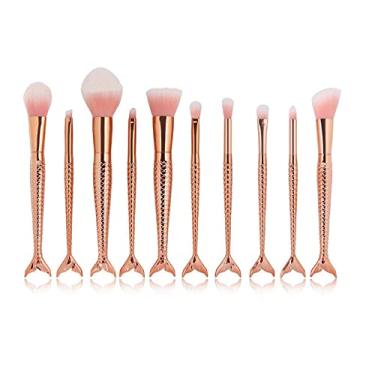 Imagem de Legou Kit 16 Pinceis para Maquiagem Sereia,Pincel para corretivo cosmético, ferramentas de cosméticos de beleza,Premium cerdas sintéticas para cosméticos coloridos, base Kabuki, blush - G