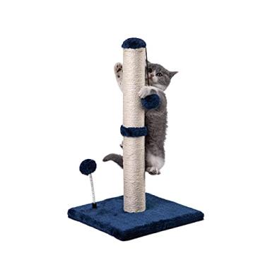 Imagem de MECOOL Poste arranhador para gatos premium básico arranhador de sisal com bola pendurada 56 cm para gatinhos ou gatos menores, azul marinho