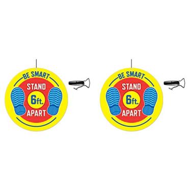 Imagem de Beistle Sinalização de teto com distanciamento da Safety Social – Pacote com 2 – Feito nos EUA – Lembrete de ficar com 1,8 m de distância – Perfeito para escolas, varejo e negócios