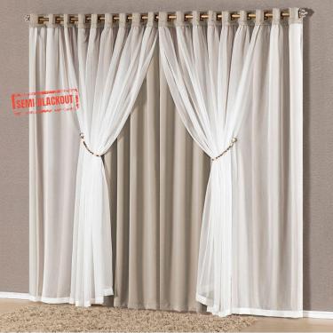 Imagem de Cortina Eudora Semi-Blackout Fendi 4,40m x 2,50m altura - Varão de até 3m