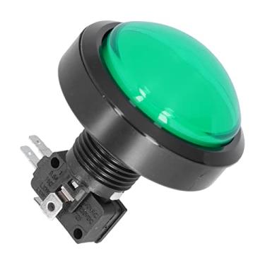Imagem de Hilitand Botão do jogo, botão de interruptor de 60 mm grande convexo com luz LED, para console de jogos de máquina de guindaste (verde)