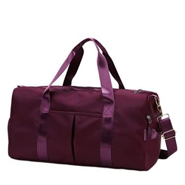 Imagem de Bolsa De Ginástica Seca E úmida Separada Bolsa De Viagem à Prova D'água Com Compartimento Para Sapatos Bolsa Esportiva Para Treino De Viagem Esportes Ioga (Roxo Escuro)