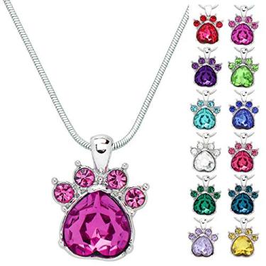 Imagem de Colar com pingente de pedra do nascimento Falari com pata de cristal 43 cm corrente de cobra caixa de presente inclu da