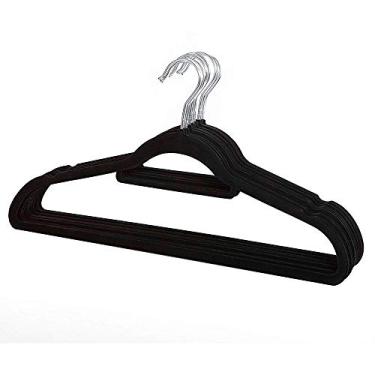 Imagem de Kit 60 Cabides De Veludo Ultrafinos Antideslizante Slim Preto