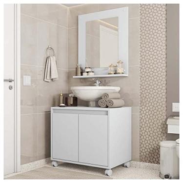 Imagem de Kit Conjunto Gabinete Armario Banheiro Espelho Clean Branco