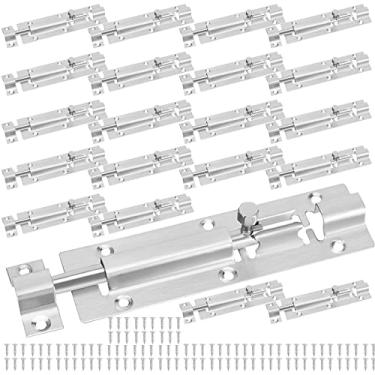 Imagem de SINJEUN Pacote com 20 parafusos de barril de 120 cm, trava deslizante de aço inoxidável, trava de trava deslizante engrossada com 120 parafusos de montagem, ferragens de trava deslizante para seguranç