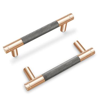 Imagem de Pacote com 10 puxadores de armário cinza e dourado de 12 cm, puxadores de armário serrilhados, puxadores de alumínio, puxadores de gaveta serrilhados, alças de aparador.