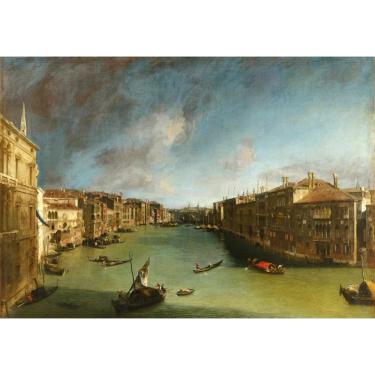 Imagem de O Grande Canal Visto do Palazzo Balbi Através do Rialto (1722) de Canaletto, 50 x 72 cm, Tela Canvas Para Quadro