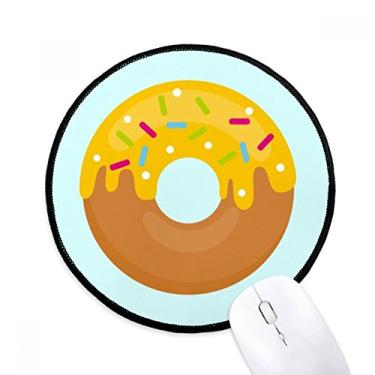 Imagem de Mouse pad de sobremesa creme amarelo rosquinha doce mesa escritório tapete redondo para computador
