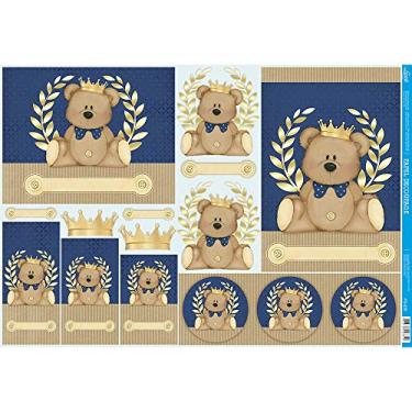 Imagem de Papel para Decoupage Litoarte 49 x 34,3 cm - Modelo PD-236 Urso Coroa