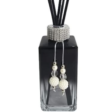 Imagem de Aromatizador de Difusor Varetas Decoração para Lavabo Sala-Organizador Banheiro-Aromatizador com Tampa Luxo Vareta Decorada-Preto Degradê e Prata-Luiggi Presentes®