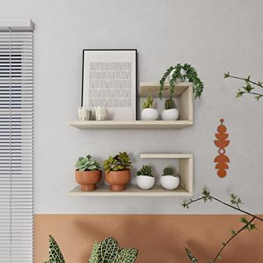 Imagem de Conjunto 2 Prateleiras 60cm Madeira Maciça J Artemobili Madeira Natural