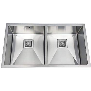 Imagem de Cuba Cozinha Linha Recta Dupla Aço Inox 304 - Aço Escovado