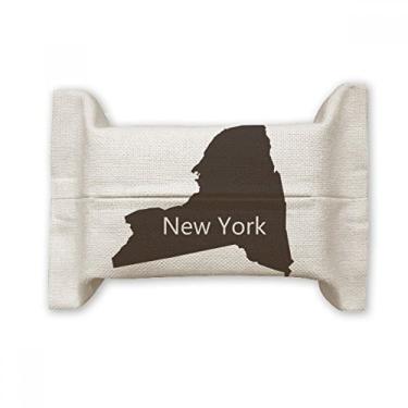 Imagem de Bolsa de linho de algodão com contorno de mapa de New York USA