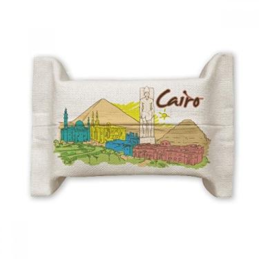 Imagem de Bolsa de linho de algodão com estampa de cidade decorativa do antigo Egito