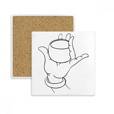 Imagem de Culture Hand Cup Line Padrão de desenho Quadrado Porta-copos Porta-copos Caneca Suporte de subplaca Pedra de isolamento