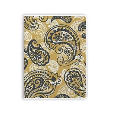 Imagem de Caderno de arte colorida com estampa de repetição de tecido cáqui, capa macia para diário