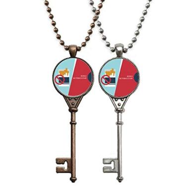 Imagem de OFFbb-USA Logotipo Left Cigarettes are Not Allowed World No Tabaco Chaveiro Colar Pingente Joias Decoração para Casal