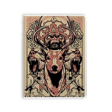 Imagem de Caderno de flores crânios, urso de veado Art Deco, moderno, capa de chiclete, diário de capa macia